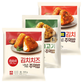 햇반 주먹밥 쟁여두기 (김치치즈+불고기+스팸김치), 1세트, 500g