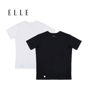 엘르학생복 [ELLE][2장세트] 40수 남녀공용(1+1) 기본 반팔 무지 티셔츠 100% 순면 반팔티 (2colo)