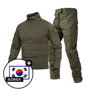 [SET] 택티컬 전술 컴뱃셔츠 긴팔+팬츠 세트 - 아웃도어 군인 간부 강철부대 캠핑 카고 바지