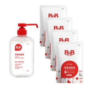 비앤비 젖병세정제 액상 용기 600ml + 리필 500ml, 1세트, 용기 1 + 리필 4