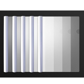 [오소사소] A4 투명 파일 클립 폴더 쫄대 파일 화이트 8P 한세트, 8개, 1cm(80장 가능)