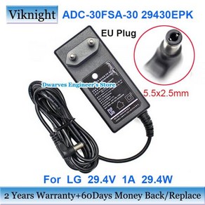 EU 플러그 ADC-30FSA-30 29430EPK AC 어댑터 29.4V 1A EAY64470401 LG 노트북 충전기 전원 공급 장치 5.5x2.5mm, [01] Black, 01 Black, 1개