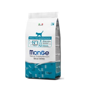 [CAT]몬지 내추럴 슈퍼프리미엄 키튼 치킨 1.5kg 12개월 미만의 어린 고양이, 1개, 닭