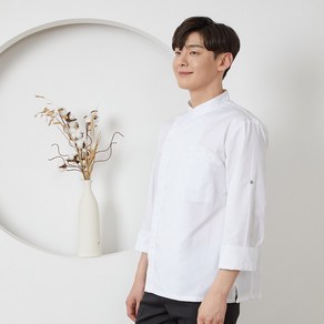 [BE THE CHEF] 긴팔(7부/반팔겸용) 하프 크로스넥 조리복(화이트)