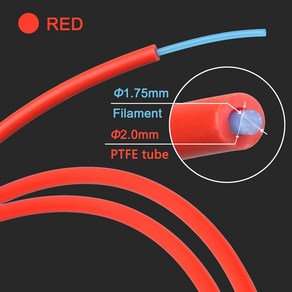 3D 프린터부품 3dsway 3d 프린터 부품 1m 2m ptfe 튜브 테프론토 파이프 보우덴 압출기 1.75mm id2mm od4mm with cutte tube fo, 커터가 있는 2m PTFE, 빨간색