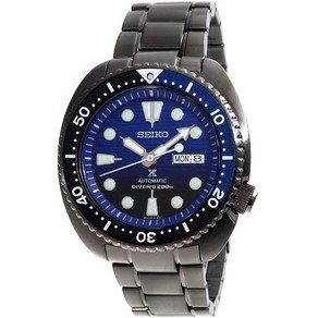 SEIKO PROSPEX[Turtle] Save The Ocean Diver's 200m 자동 블랙 IP 시계 블루 다이얼 SRPD11K1