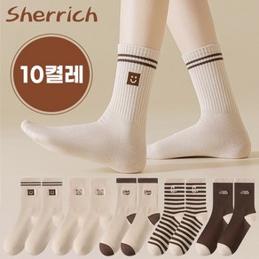 Sheich 톡톡한 여성용 골지 중목 양말 10켤레 세트