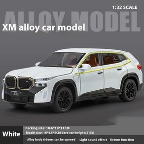 bmw다이캐스트 프라모델 미니카 전시용 1:32 BMW XM 오프로드 SUV 차량 합금 금속 다이캐스트 자동차 모델, 04 white, 1개