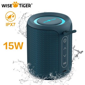 방수스피커 WISETIGER P1S 미니 휴대용 블루투스 IPX7 사운드 박스 베이스 부스트 TWS 듀얼 페어링 BT53 15W 무선, 1.Blue