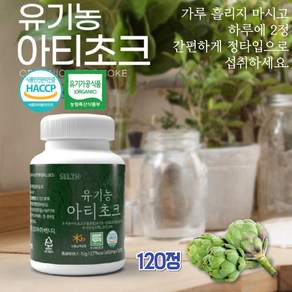 건강하셩 식약처 haccp 인증 유기농 아티초크 베트남 아닌 프랑스산 ARTICHOKE 시나린 아가베 120정, 1개