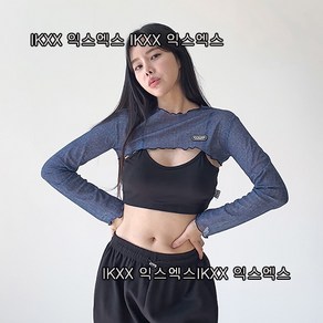 시스루룩 데님 망사 하이커팅 크롭 티셔츠