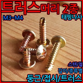 트러스 머리 태핑 나사 스텐 둥근 접시 우산 피스 볼트 2종 m3 m4 m5냄비 커팅, 2-6 둥근머리(M5), 5x10mm-40개(2종), 1개