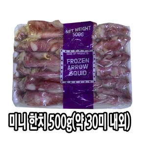 다인 냉동 미니 한치 500g (약 30미) 한치숙회 물회 손질 베이비 통한치, 1개