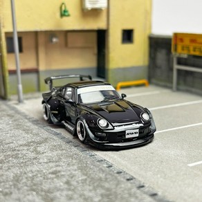 SW 1:64 포르쉐 911 RWB 993 튜닝카 다이캐스트 자동차 모형, 블랙, 1개