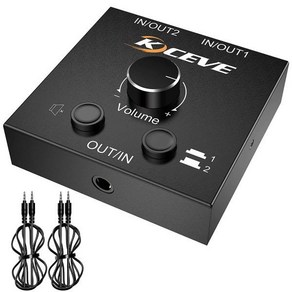 스테레오 오디오 스위처 양방향 어댑터 스플리터 스위치 PC 스피커 노트북용 2 in 1 Out 3.5mm, [01]Black, 1개