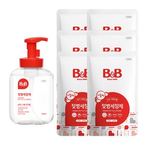 비앤비 젖병세정제 거품 용기 450ml + 리필 400ml, 1개, 용기 1 + 리필 6