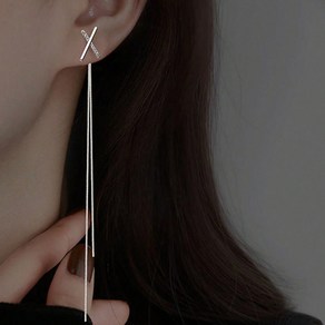 실버 드롭 여성 패션 심플 귀걸이 J2422