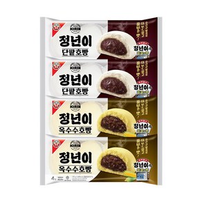 정년이 호빵 팥호빵(4입) X2 + 옥수수호빵(4입) X2 겨울간식 뜨거운 호빵, 372g