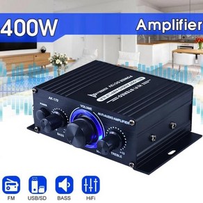 (에서 선박 us) AK-170 HiFi 미니 스테레오 오디오 파워 앰프 200W + 12V 듀얼 채널 FM 마이크 자동차 홈 시어터 사운드, 1.AK380 800W