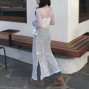 [끈조절가능/벚꽃룩]여리핏 시스루 레이스 끈나시 뷔스티에 원피스 휴양지룩 리볼리 레이스 슬립 레이어드 원피스