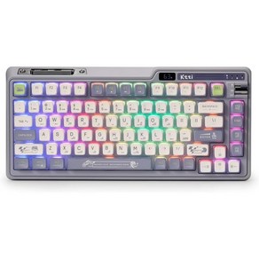 KZZI KZI K75 PRO RGB 75 무선 개스킷 기계식 키보드 트리플 모드 블루투스 5.02.4GUSB C 82키 Hot Swapable 게이밍 키보드노브 파워 디스플레이, Moment Linea Switch, Knight Gay, Knight Gay, 텐키리스