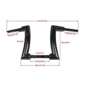 할리 펫보이 로드킹 Z제트 만세 핸들바 14인치 16인치, 12인치 블랙, 1개