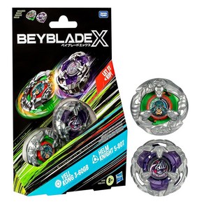 Beyblade X Yell Kong 360GB 및 Helm Knight 580T 듀얼 팩 세트 오른쪽 스피닝 탑 2개 만 8세 남아 및 여아용 배틀링 탑 장난감 108537