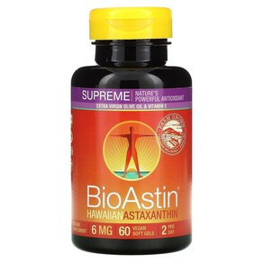 뉴트렉스하와이 BioAstin 슈프림 6mg 베지 소프트젤 60정, 1개