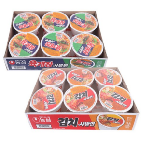 농심 육개장 사발면 컵라면 86g + 김치 사발면 컵라면 86g, 12개