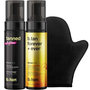 b.tan Best Self Tanne Musses Bundle with Tanning Mitt Applicato fo Fake Tan  1시간 익스프레스 선리스 태닝, besties bundle, 200ml