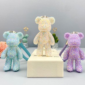 DIY 보석십자수 비즈큐빅 곰돌이키링 만들기(1+1)세트, 4.(샴페인+골드)세트, 1개