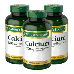 Natue's Bounty 네이처스 바운티 Calcium & Vitamin D 1200mg 칼슘 및 비타민 120젤, 3개, 220정