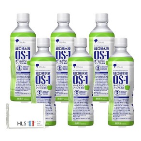 HLS 오오츠카 제약공장 경구 수분 보충제 OS1 오에스원 애플 풍미 500ml×6개 HLS 오리지널 포켓 티슈 포함, 500ml, 6개