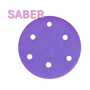 SABER 5인치(125mm) 6홀 세라믹 필름 원형사포 (1Box 100장), #400, 100개