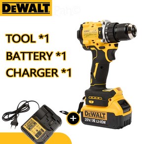 DEWALT 브러시리스 임팩트 드릴 컴팩트 20V 충전 피스톨 드릴 리튬 전기 드릴 DCD805, 1) 1 electic 1 chagin, 1개