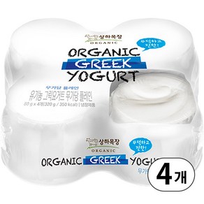 상하목장 유기농 그릭요거트 무가당 플레인, 4개, 320g