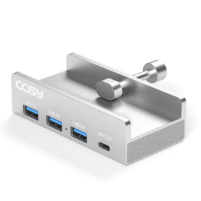 클램프 멀티 허브 USB 3.0 3포트 C타입 메탈소재 모니터 스탠드 책상 아이맥 장착 거치, 실버, 1개