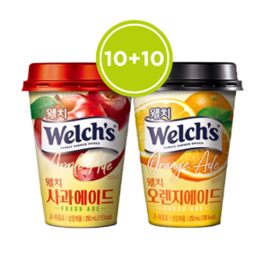 푸르밀 웰치스 250ml 오렌지에이드 10컵+사과에이드 10컵, 10개