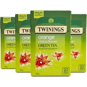 Twinings 오렌지 앤 로터스 플라워 그린티 20개입 4팩