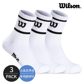 윌슨 남성 스포츠 쿠션 발등메쉬 투 컬러라인 중목양말 3P_WHBK, FREE, 3족세트_WHBK