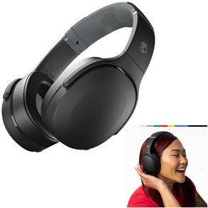 Skullcandy Cushe Evo Ove-the-Ea Wieless Headphones Black/스컬캔디 크러셔 에보 무선 블루투스 오버이어 헤드폰, Black