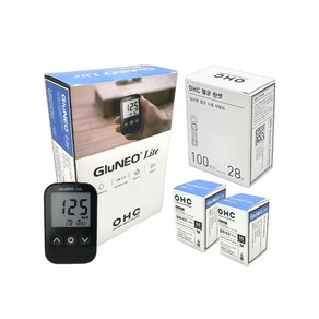 글루네오라이트 혈당기+혈당지50매입 2개(총100매)+란셋 110개(28G), 1개