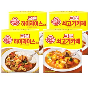 오뚜기 3분요리 하이라이스 소스 200 g 2개 + 쇠고기 카레 200 g 2개, 1세트, 200g