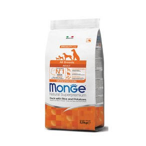 [DOG]몬지내추럴슈퍼프리미엄미니어덜트오리+쌀2.5kg/LID(모노프로틴), 1개, 2.5kg, 오리+쌀