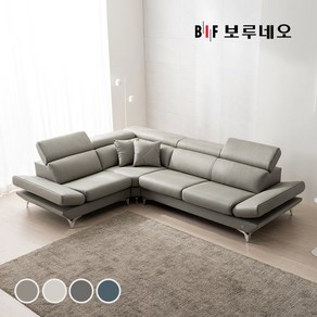 BIF보루네오 디에르 노이스 천연통가죽 4인 코너형 소파, 웜그레이-우형, 형태:우형 / 색상:웜그레이