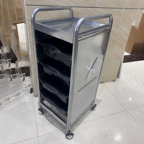 미용실 트레이 츄레이 가위 추레이 가위정리함 5단 헤어샵 트롤리, A타입 실버 카트