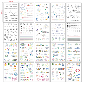 젤리라인 반영구 워터밤 타투스티커 작은헤나 감성타투 귀여운 스타일, 컬러 타투스티커 20장, 300개