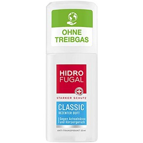 독일 Hidofugal Classic 분무기55ml 미묘한 향기로 강력한 발한 방지 보호 에틸 알코올 없이 안정적인 보호를 위한 데오도란트 스프레이 데오드란트, 55ml, 1개