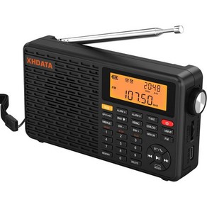 XHDATA D109WB 휴대용 라디오 AMFMSWLWWB 날씨 단파 수신기 NOAA 경보 배터리 작동 우수음 무선 BT MP3 스피커 SOS 알람 시계 슬립 기능, 1개