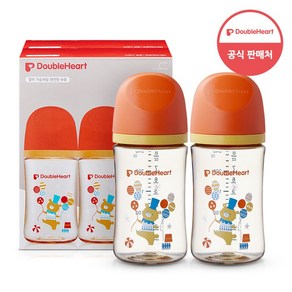 더블하트 모유실감 3세대 트윈팩 240ml 블루밍가든, 1세트, PPSU 서커스베어